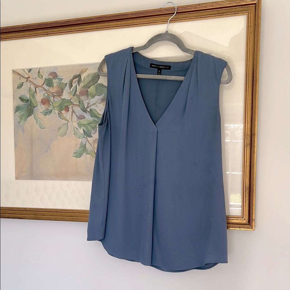 White House Black Market (Vintage)V-Neck Blue Blouse. Barely Used!